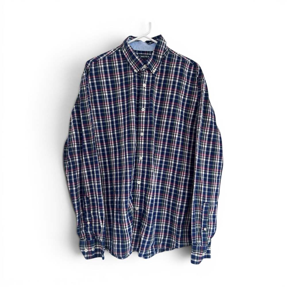 Nautica Men's Plaid Button Down Long Sleeve Shirt Size XL 17 36/37